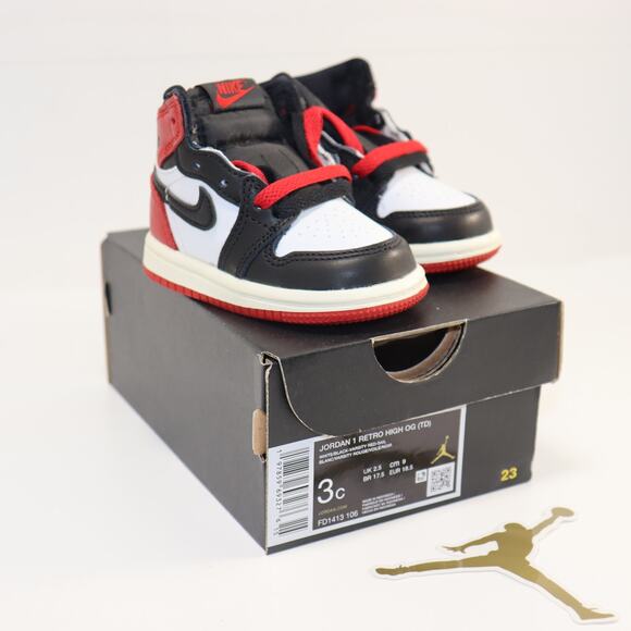 Nike Air Jordan 1 Retro High OG TD “Black Toe” Infant Size 3C – New in Box - Picture 1 of 7